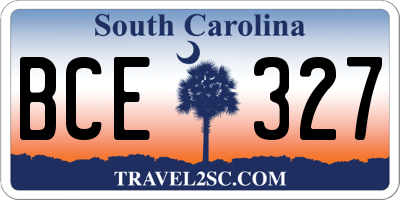 SC license plate BCE327