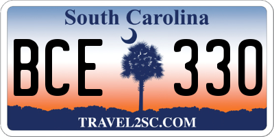 SC license plate BCE330