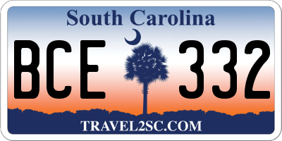 SC license plate BCE332