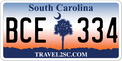 SC license plate BCE334