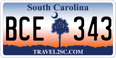 SC license plate BCE343