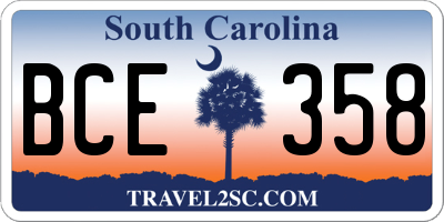 SC license plate BCE358