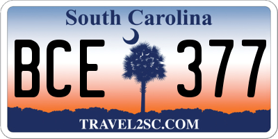 SC license plate BCE377