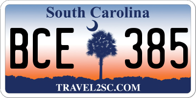 SC license plate BCE385