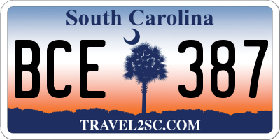 SC license plate BCE387