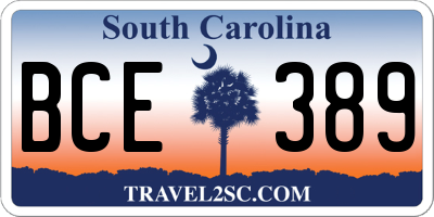 SC license plate BCE389