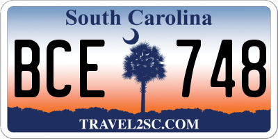 SC license plate BCE748