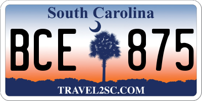 SC license plate BCE875
