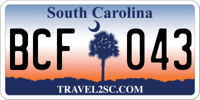 SC license plate BCF043