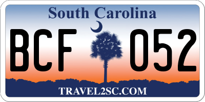 SC license plate BCF052