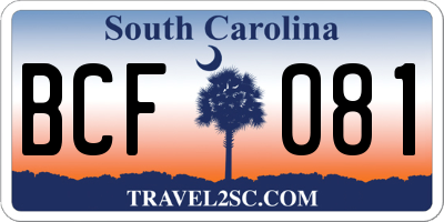 SC license plate BCF081