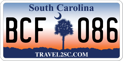 SC license plate BCF086