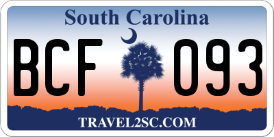 SC license plate BCF093