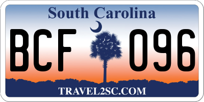 SC license plate BCF096