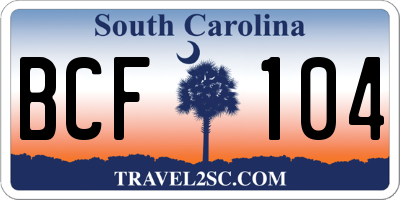 SC license plate BCF104