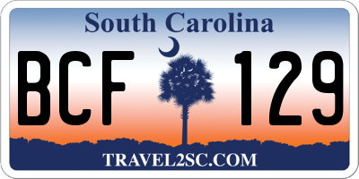 SC license plate BCF129