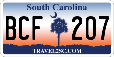 SC license plate BCF207