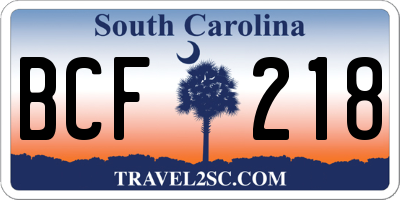 SC license plate BCF218