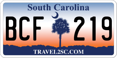SC license plate BCF219