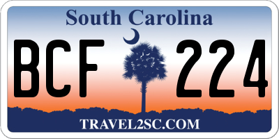 SC license plate BCF224