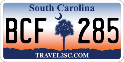SC license plate BCF285