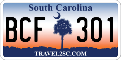 SC license plate BCF301