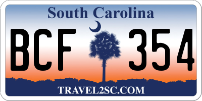 SC license plate BCF354