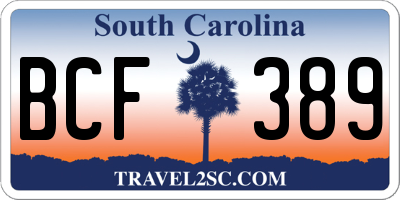 SC license plate BCF389