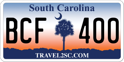 SC license plate BCF400