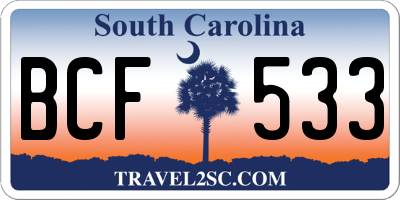SC license plate BCF533
