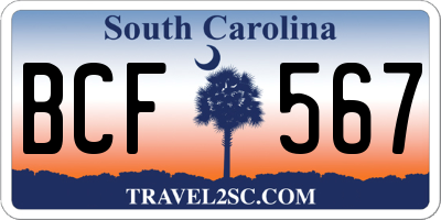SC license plate BCF567