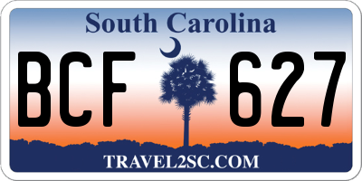 SC license plate BCF627