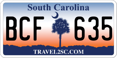 SC license plate BCF635