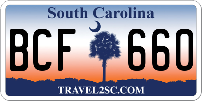SC license plate BCF660