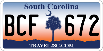 SC license plate BCF672