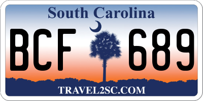 SC license plate BCF689