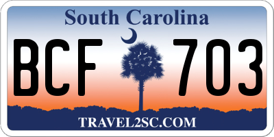 SC license plate BCF703
