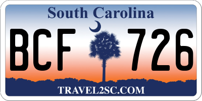 SC license plate BCF726