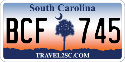 SC license plate BCF745