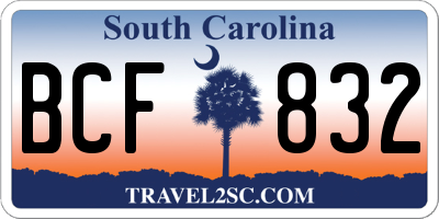 SC license plate BCF832