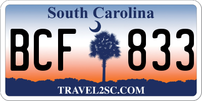 SC license plate BCF833