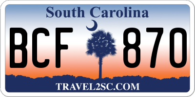 SC license plate BCF870
