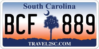 SC license plate BCF889
