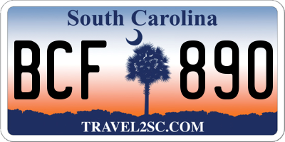 SC license plate BCF890