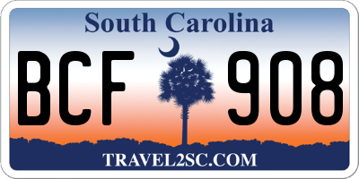 SC license plate BCF908