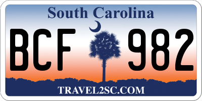 SC license plate BCF982