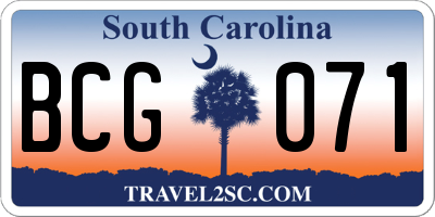 SC license plate BCG071