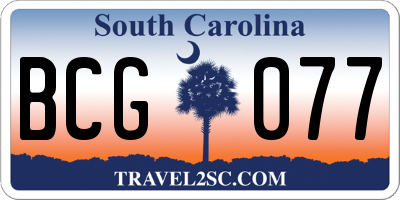SC license plate BCG077