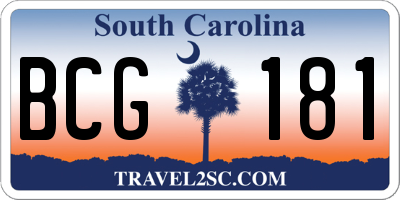 SC license plate BCG181