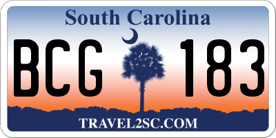 SC license plate BCG183